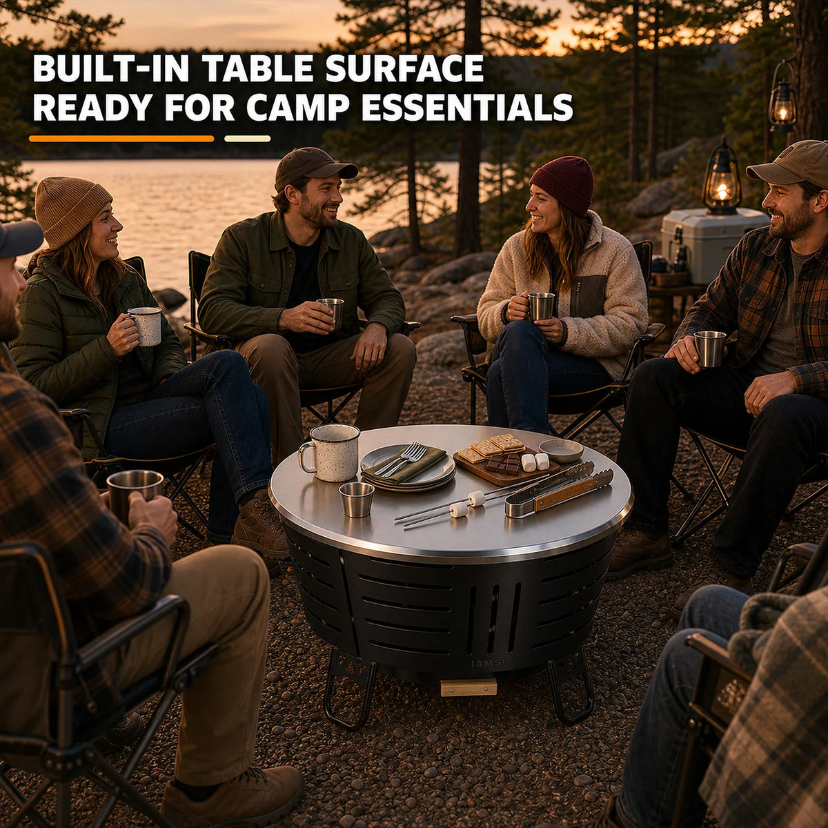 26 inch Smokeless Fire Pit - Triple Burn Technology, with Support Legs, Ash Pan & Tools for Backyard, Patio, Garden