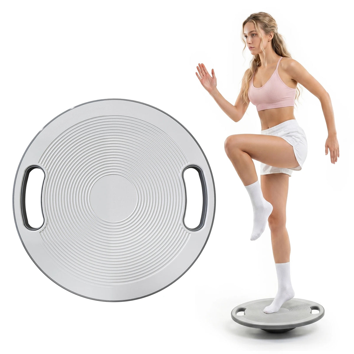 Plastic Balance Board with Handles for Core Training and Therapy