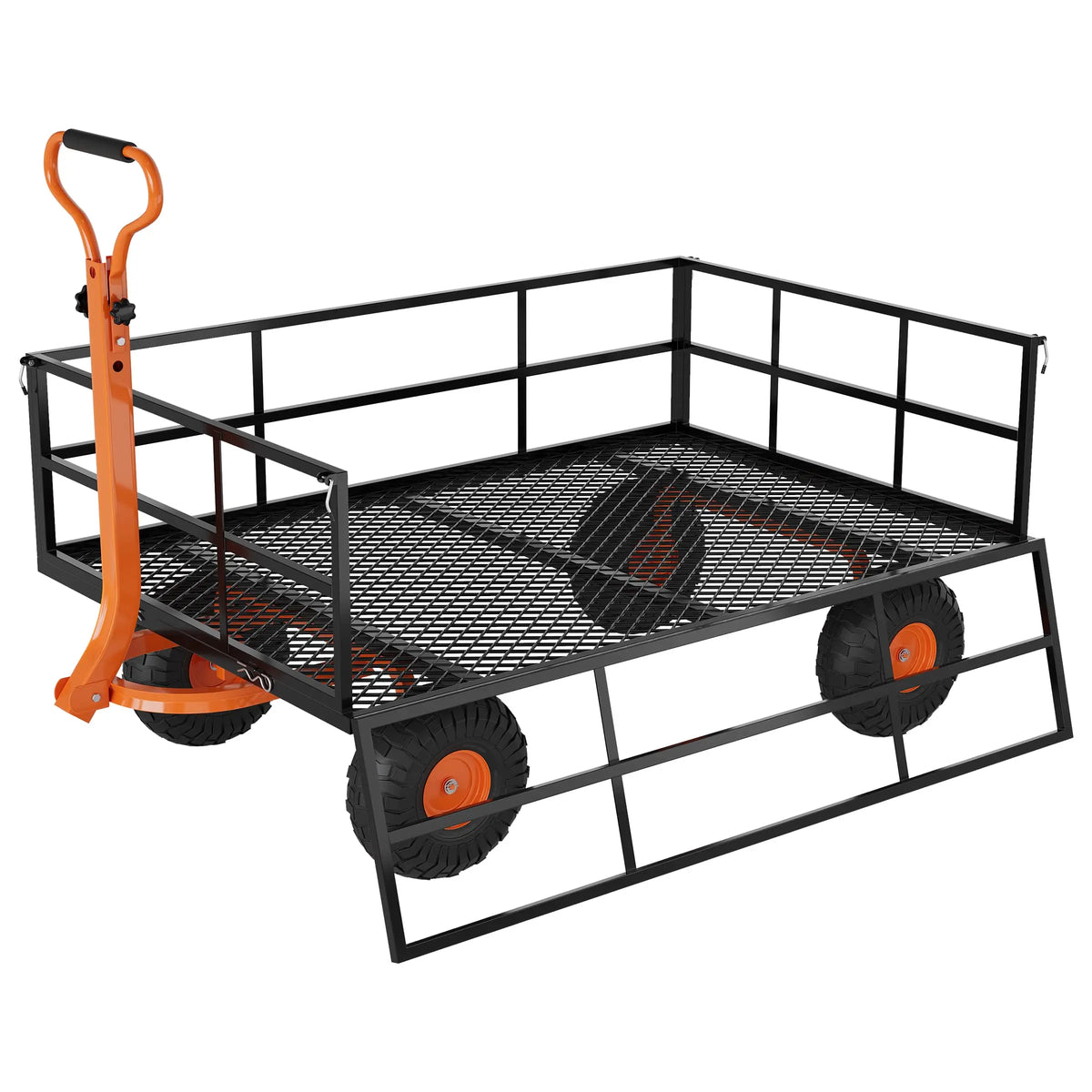Heavy Duty Steel Garden Cart With Adjustable Handle And Large Capacity