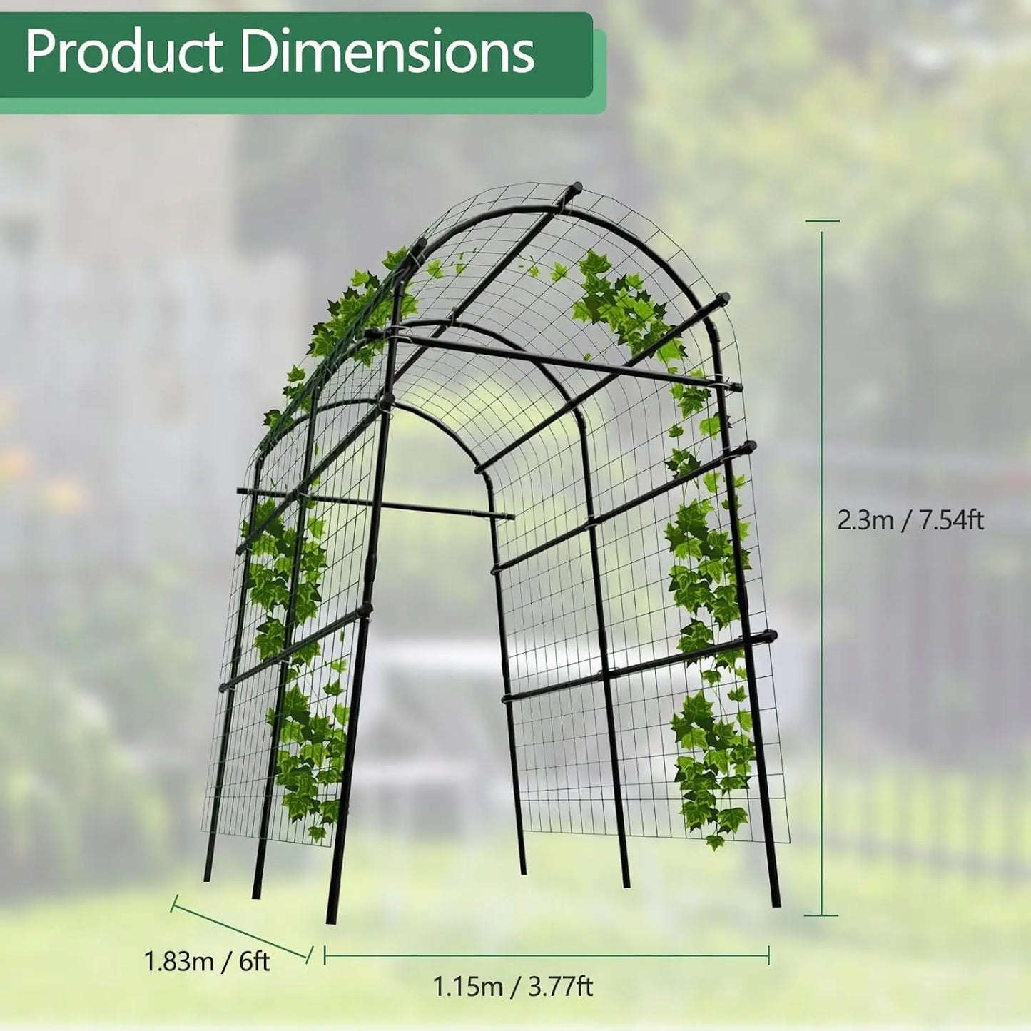 Tacleekii 7.5FT Tall Metal Garden Arch Trellis U-Shape for Raised Beds Plant Support Rust Resistant Coating, Tool Free Plug In, Lifts Fruit Off Ground, For Cucumber Grapes Roses Cucumber, Backyard Archway