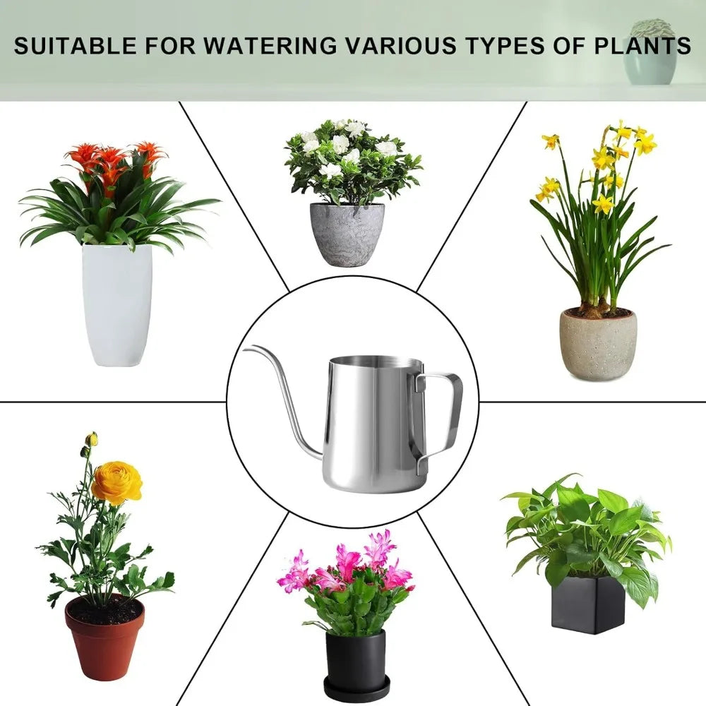 Mini Indoor Watering Can for House Plants Small 12 Oz 350ml Long Spout Precision Watering Rust Proof 304 Stainless Steel Metal Watering Pot for Succulents Herbs Flowers Home Garden Balcony Office Decor Perfect Gift for