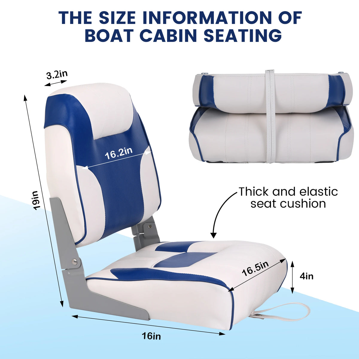 Padded Folding Boat Seat Weather Resistant Captain Fishing Chair