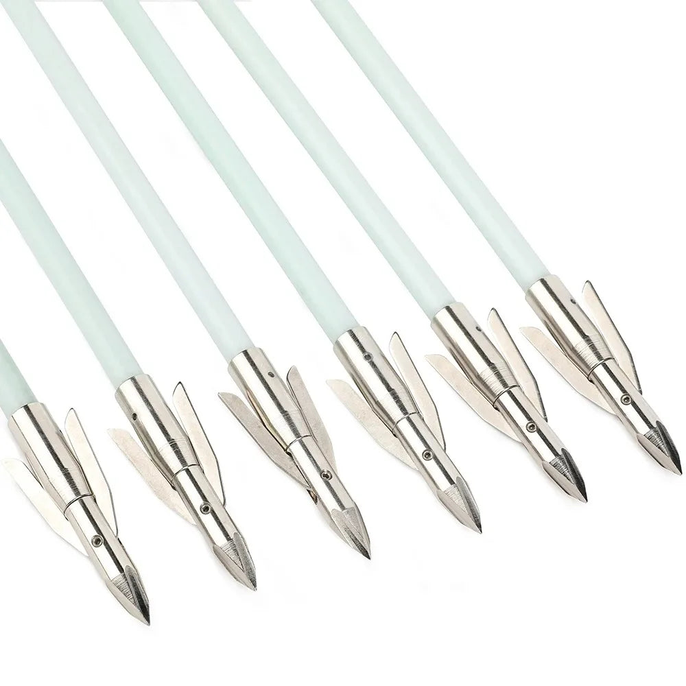 Archery Bowfishing Arrows Fiberglass Shaft Carbon Steel Arrowheads Outdoor