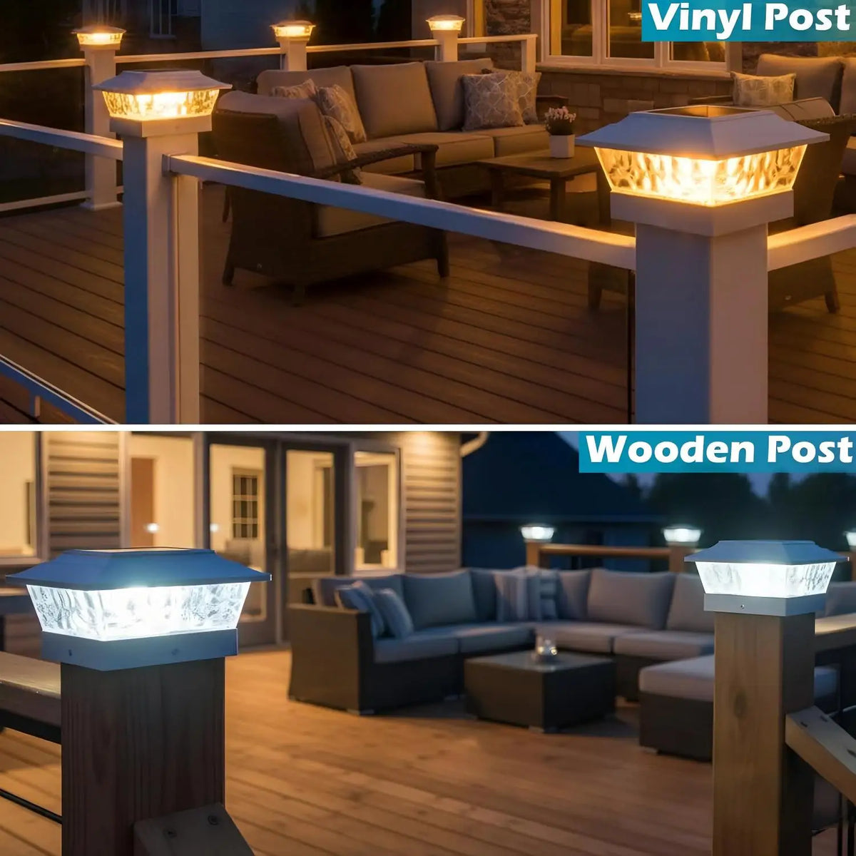 Solar Post Cap Lights Outdoor Led Auto Dusk To Dawn