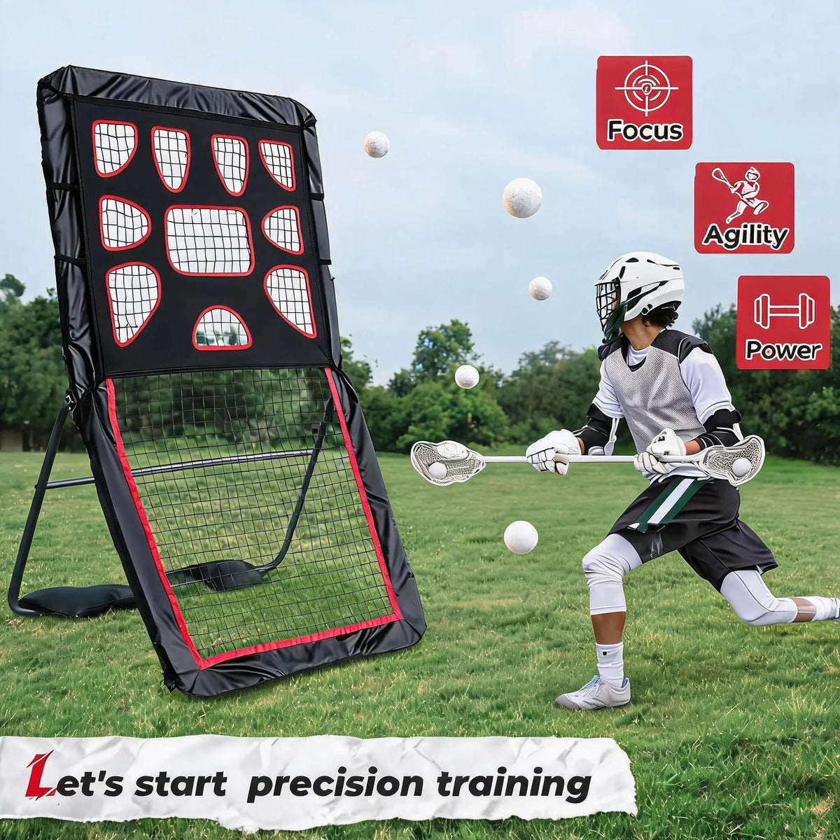 Adjustable Multi Sport Rebounder Training Net for Field Hockey Soccer