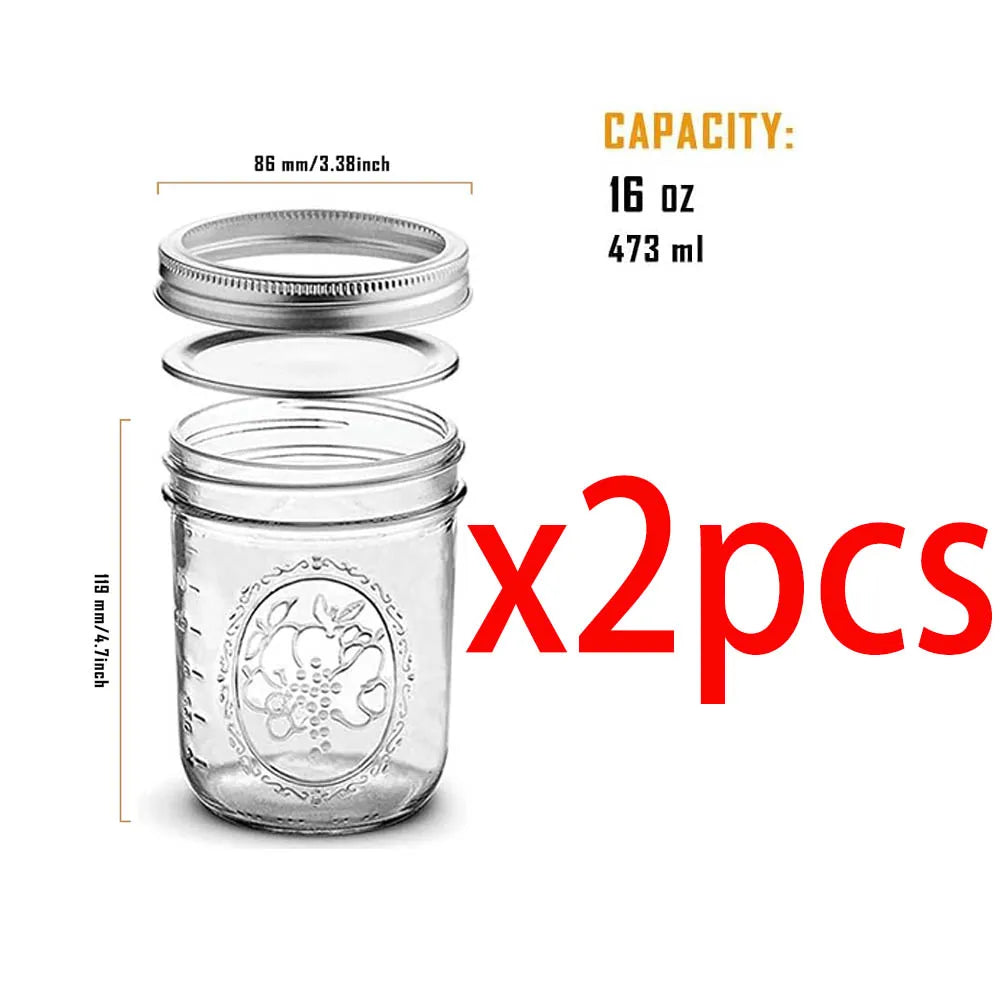 Wide Mouth Mason Glass Jars With Airtight Metal Lids