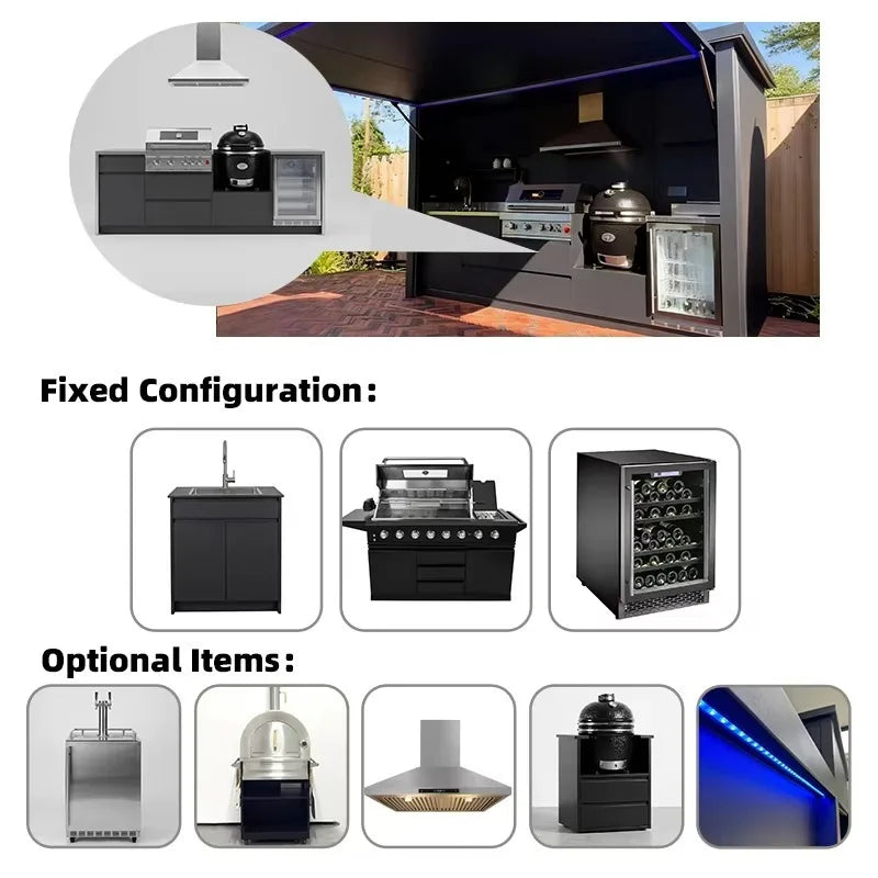 Durable 304 Stainless Steel Outdoor BBQ Kitchen Shed Set