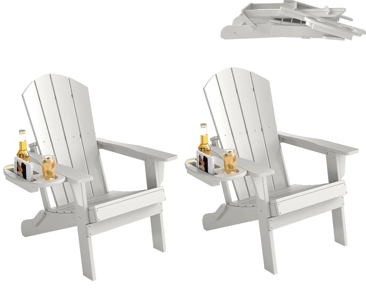 FOOWIN Folding Adirondack Chairs With Cup Holders For Outdoor Patio Garden