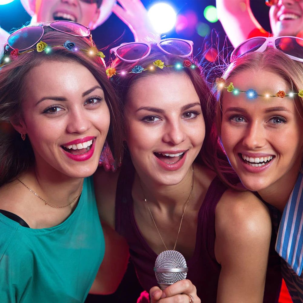 LED Paper Rose Wreath Headbands For Party Celebrations