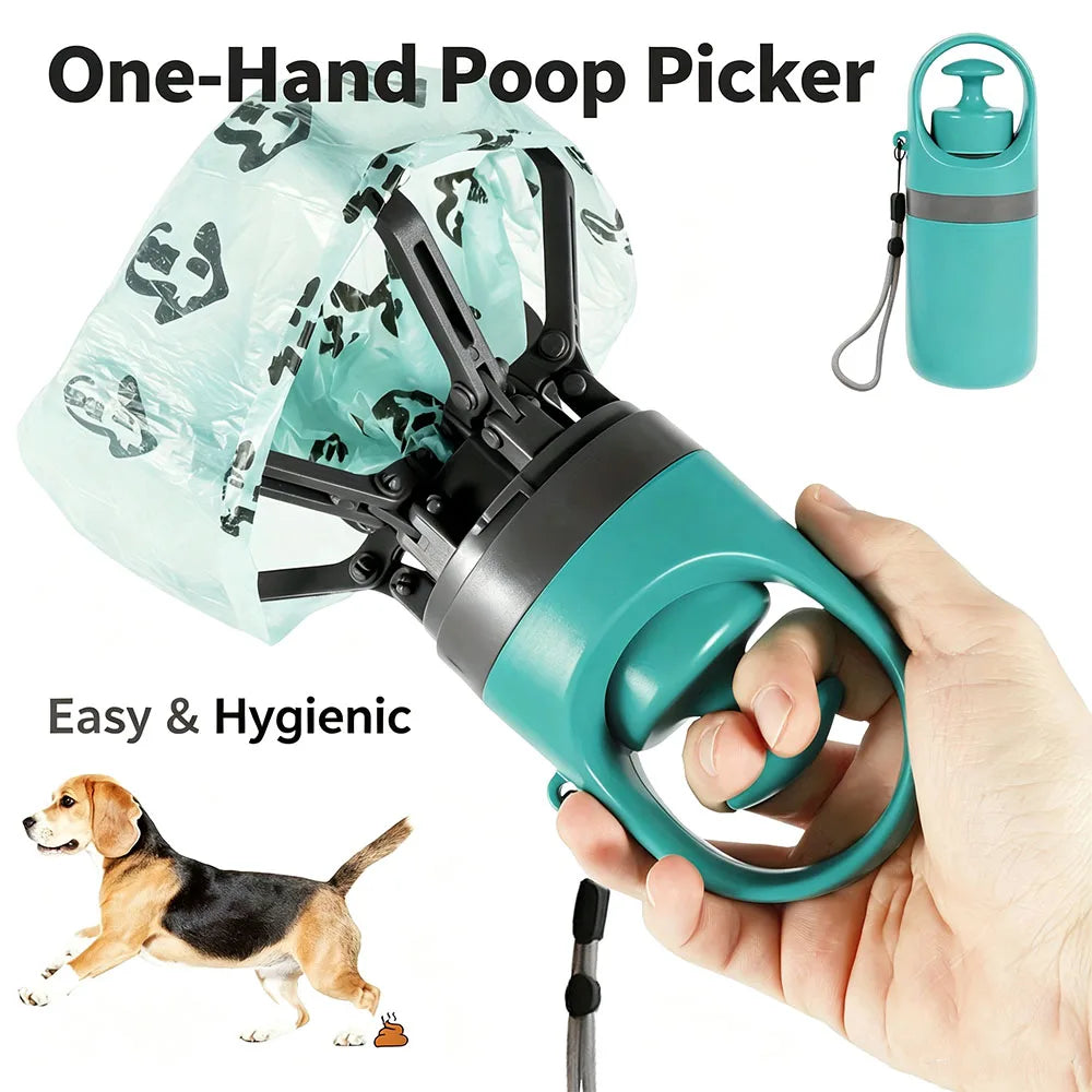 Portable One Hand Dog Pooper Scooper With Bag Dispenser