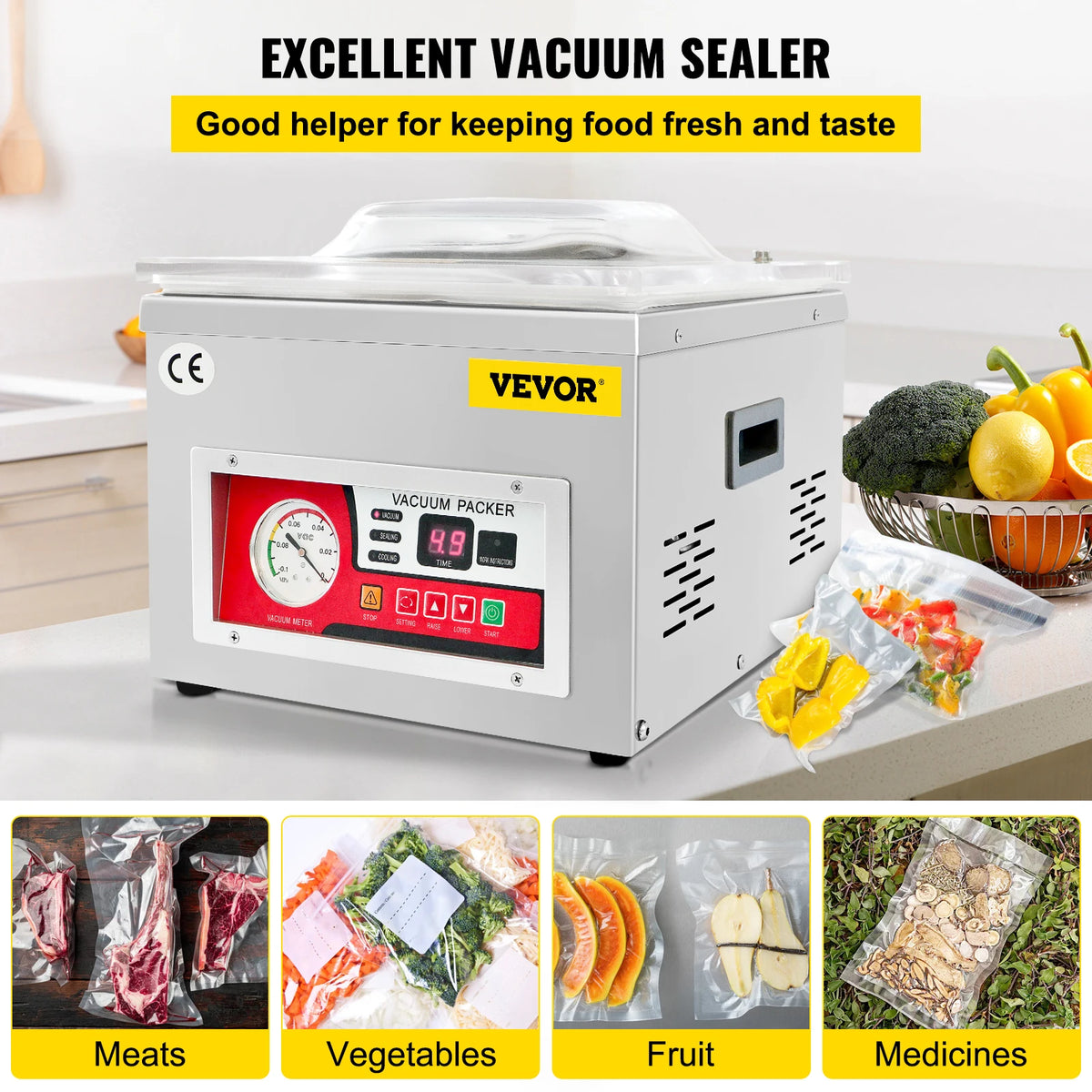 Stainless Steel Commercial Chamber Vacuum Sealer For Food Packaging