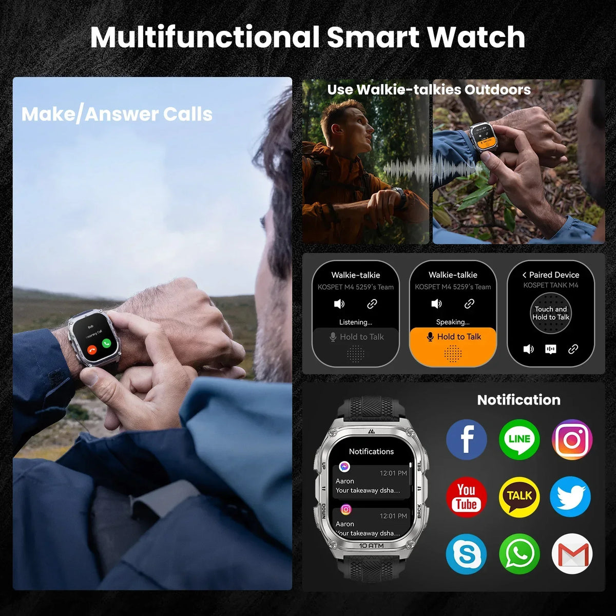 KOSPET Tank GPS Smartwatch With Offline Maps And Health Tracking