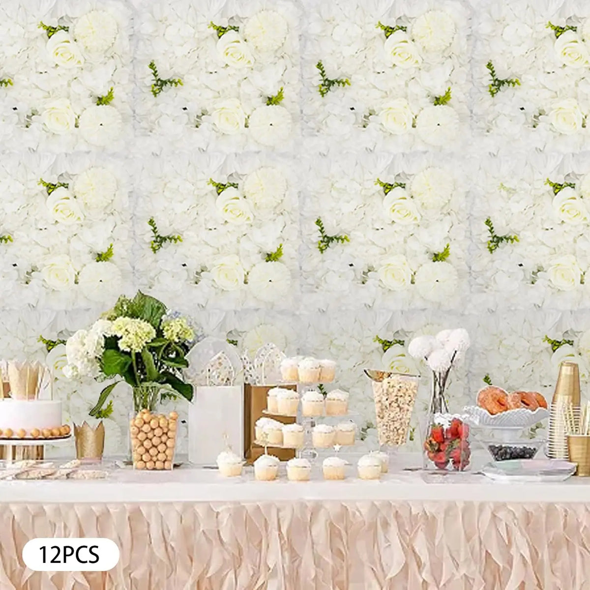 Artificial Silk Rose Flower Wall Panels For Wedding Party Decor