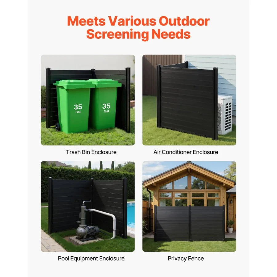 2 Panels Outdoor Privacy Screen 48 x 48 in Air Conditioner Fence with 27.6 in Ground Stakes Pool Equipment Enclosure Horizontal