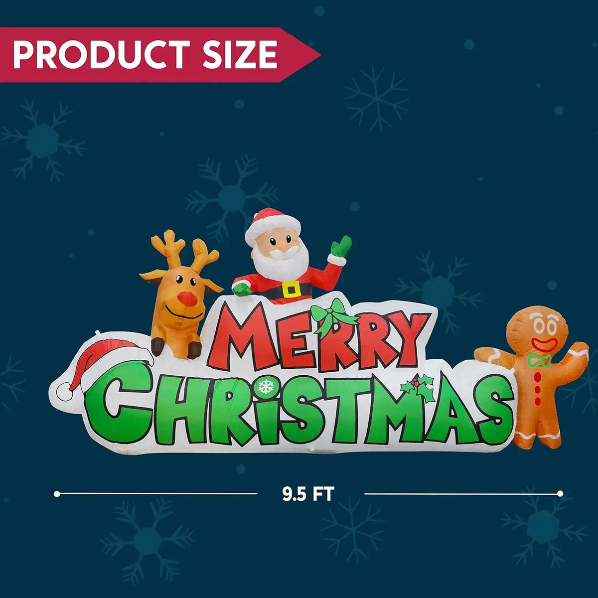 Christmas Inflatable Sign With Santa Reindeer And Gingerbread Yard Decor