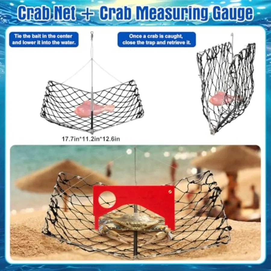 Professional Crabbing Trap Kit With Nylon Cast Net And Cage