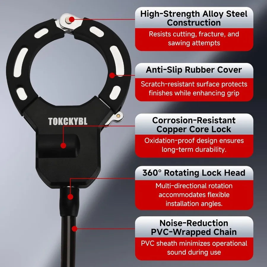 Heavy Duty Scooter Chain Lock With Keys And Weatherproof Protection
