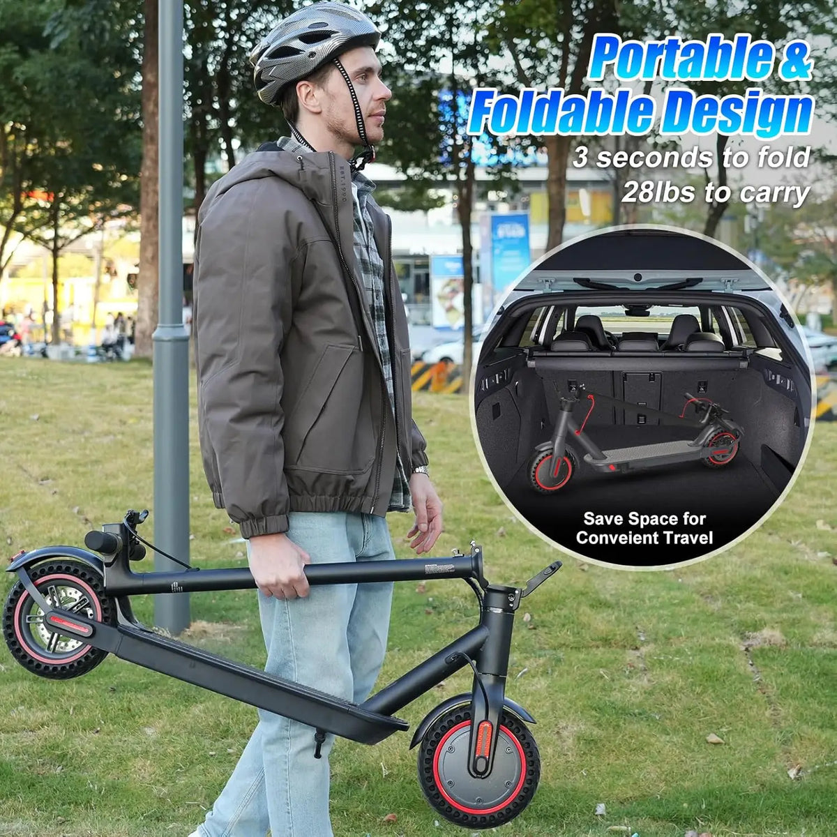 OBX Foldable Electric Scooter With App And Solid Tires For Adults