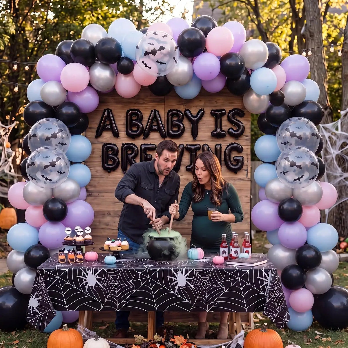Halloween Gender Reveal Baby Shower Decorations Kit With Balloon Garland
