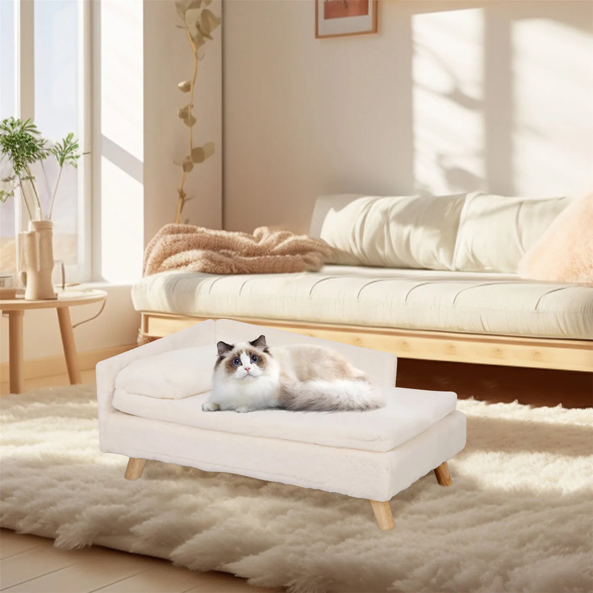 BINGOPAW Waterproof Elevated Pet Sofa Bed With Plush Cushion