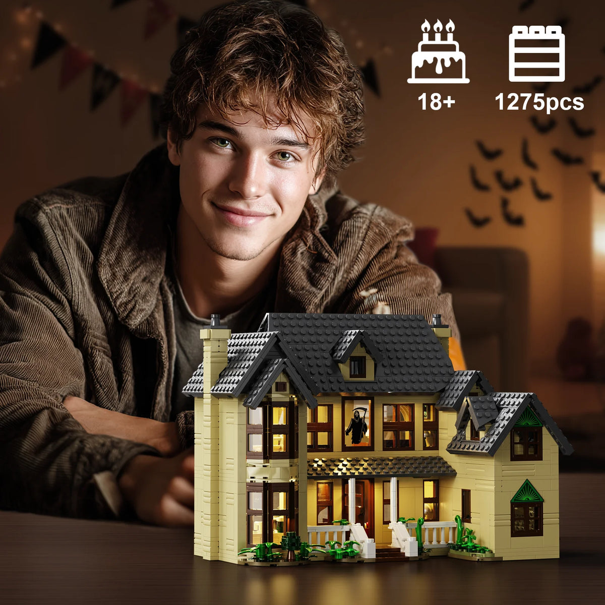 Horror House Building Blocks Haunted House Model Kit Halloween Decoration