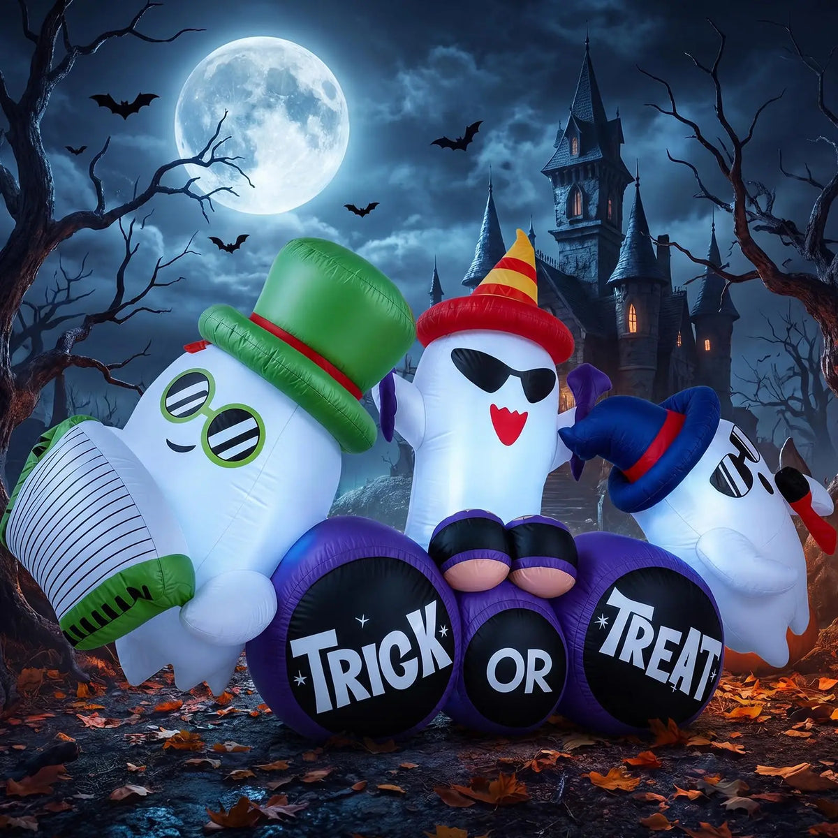 Halloween Inflatable Ghost Decoration With LED Lights For Outdoor Yard Decor