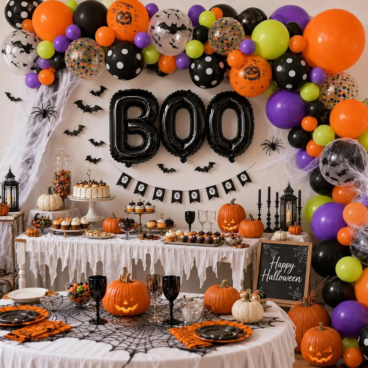 Halloween Balloon Garland Kit With BOO Foil Balloons Party Decorations