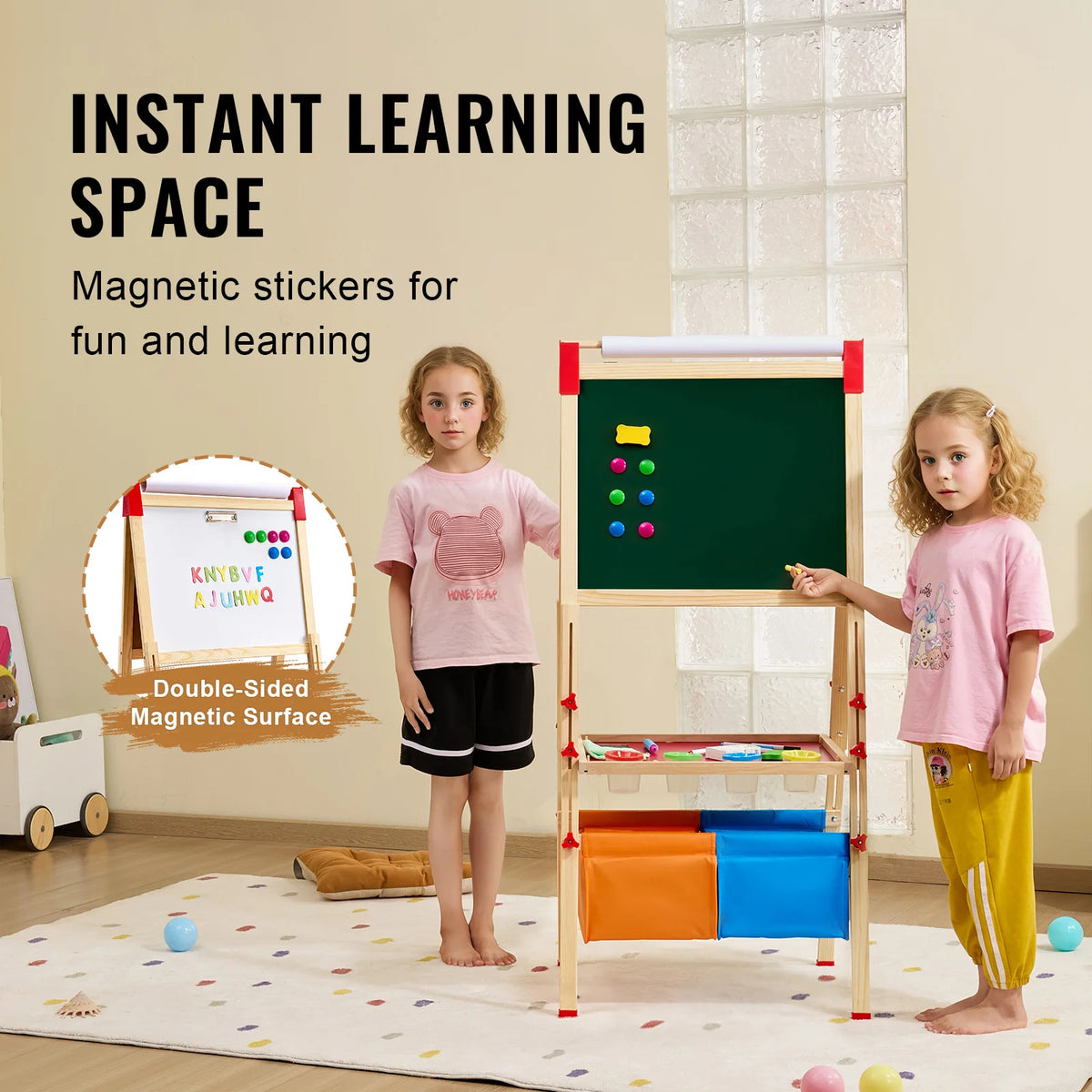SucceBuy Children Magnetic Drawing Board WordPad Baby Color Graffiti Standing Art Easel Educational Drawing Toys for Kids Girl