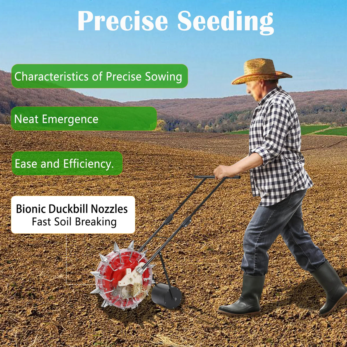 Hand Push Drum Seeder Fertilizer Applicator Multifunctional Crop Planter