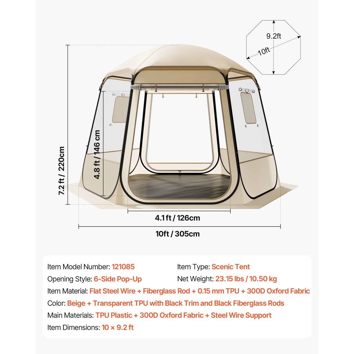 SucceBuy Clear Pop Up Bubble Tent For Outdoor Garden Shelter