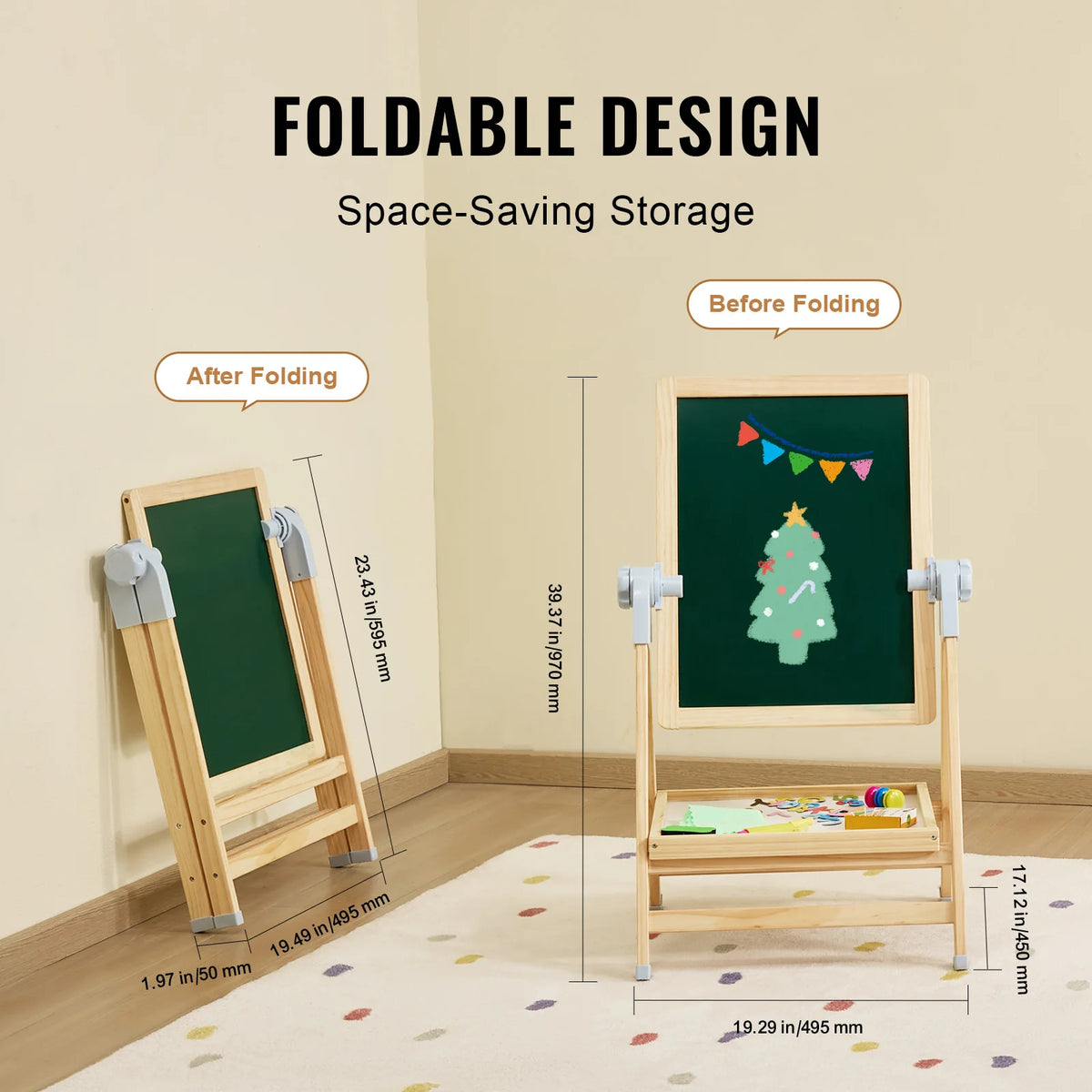 SucceBuy Wooden Magnetic Drawing Board Easel With Paints For Kids