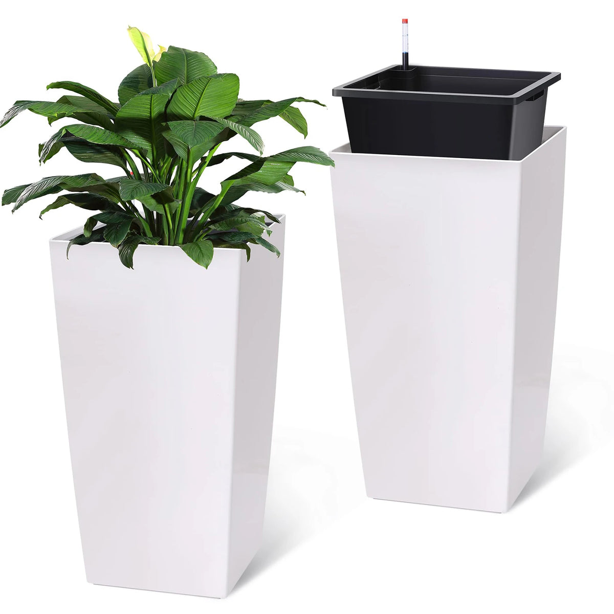 HiMISS Self Watering Planter Set With Drainage And Wheels