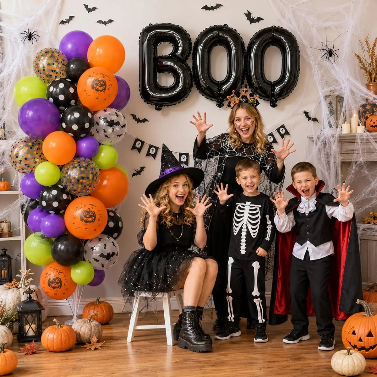 Halloween Balloon Garland Kit With BOO Foil Balloons Party Decorations