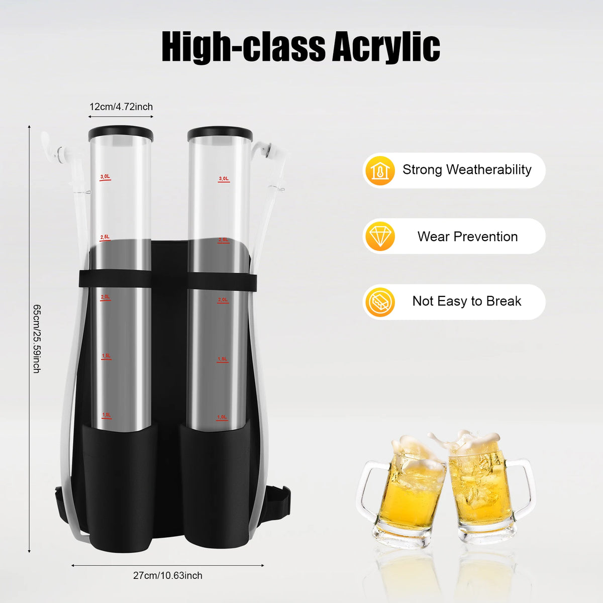 Dual Tank Drink Beverage Dispenser, 3+3 L Backpack Liquor Pump Portable Dual Barrel Beer Dispenser for Outdoor Party Tool