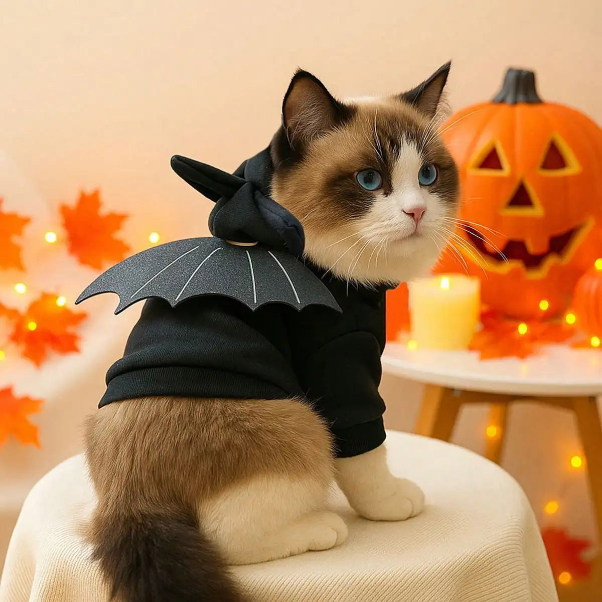 Funny 3D Bat Wings Dog Halloween Costume Holiday Hoodie