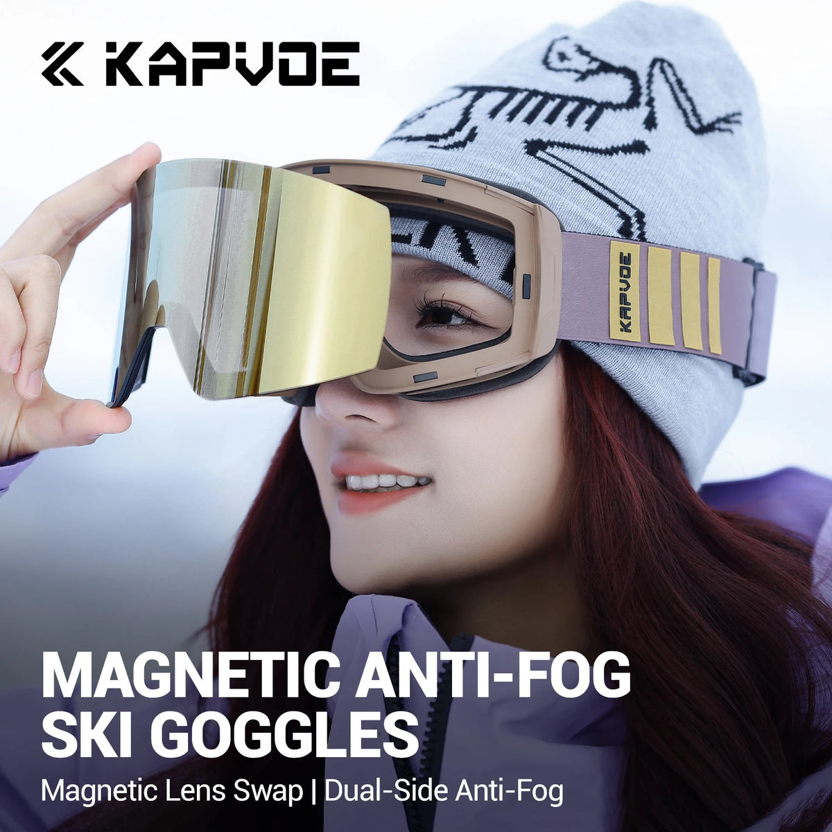 Kapvoe Photochromic Ski Goggles With Anti-Fog OTG UV Protection