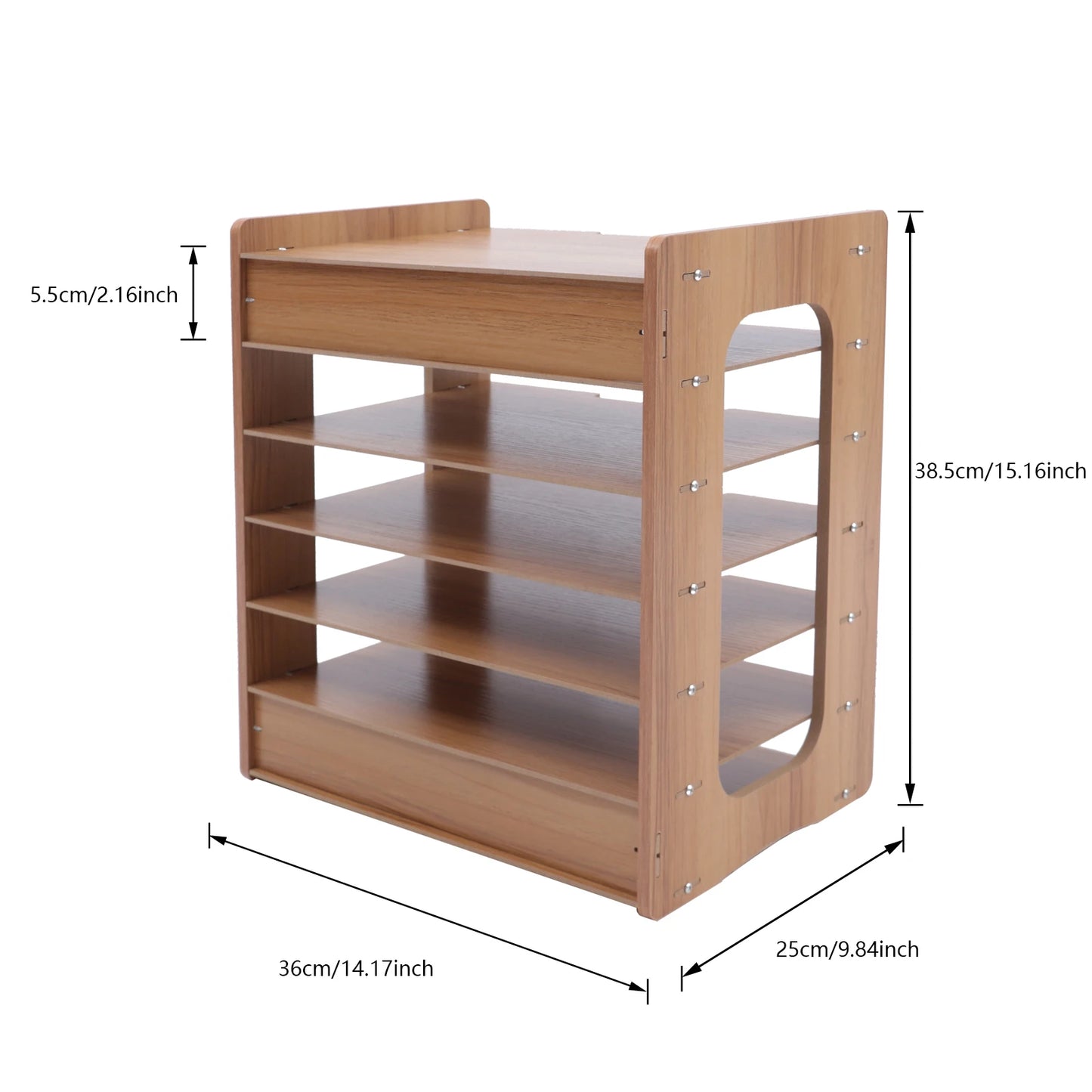 Seven Tier Wooden Desk Paper Organizer Desktop File Holder