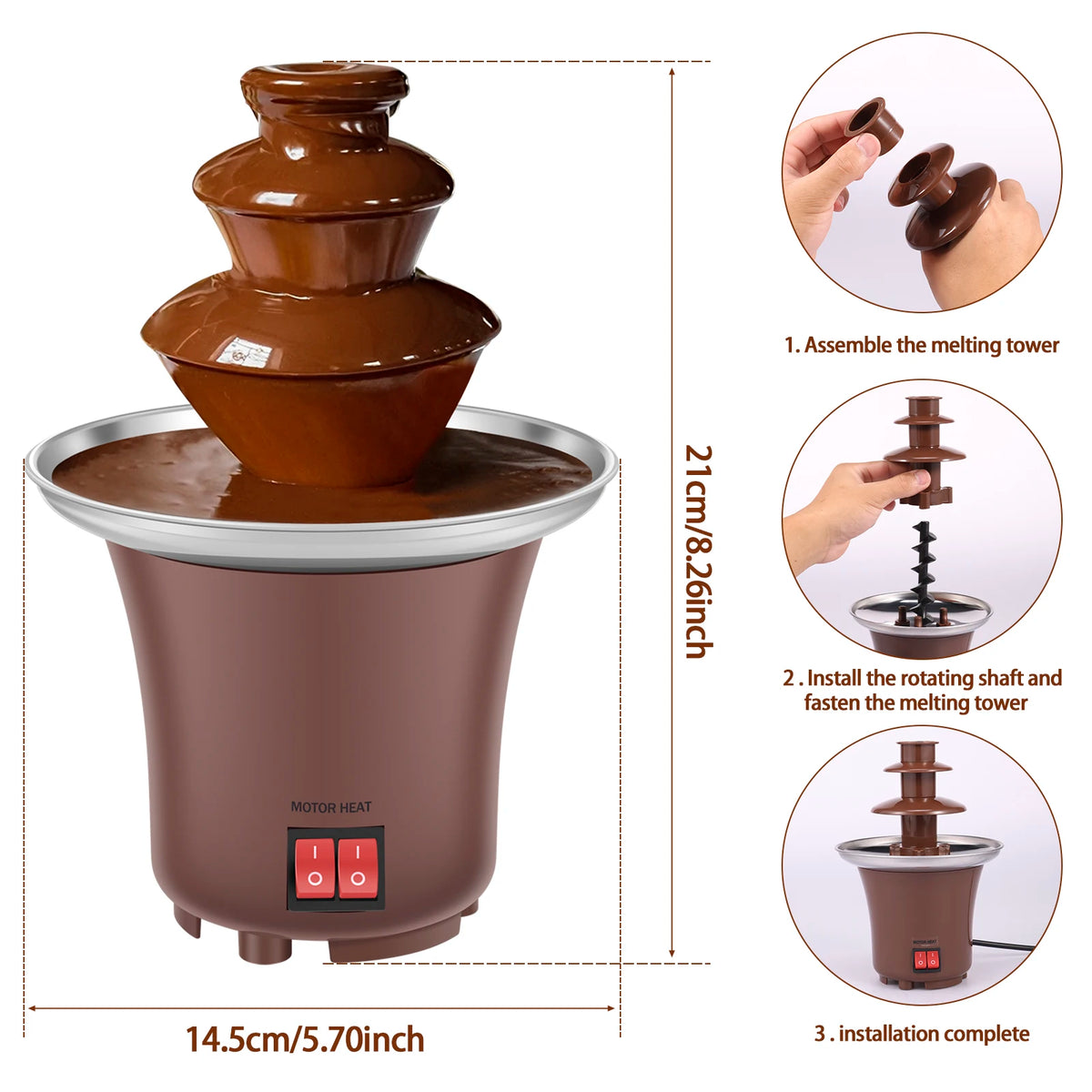 Electric 3 Layer Chocolate Fountain Machine For Cheese And Candy