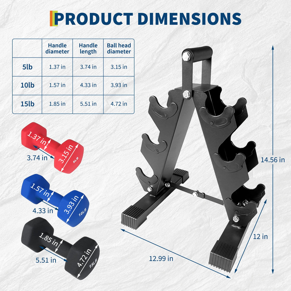 Amkui Neoprene Dumbbell Set With Storage Rack For Strength Training