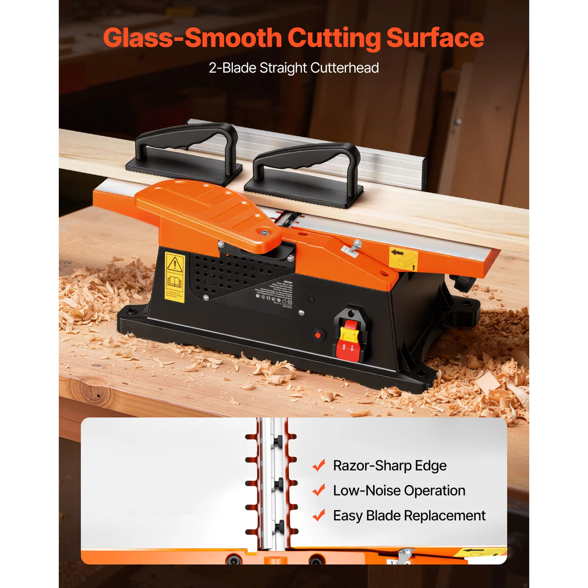 SucceBuy 2HP Benchtop Jointer With Adjustable Fence For Woodworking