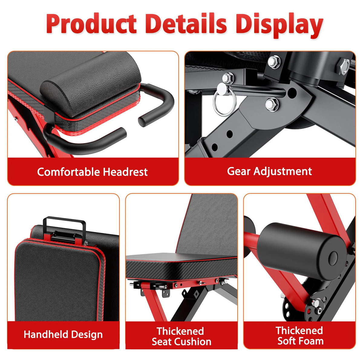 Foldable Weight Bench With Adjustable Backrest And Resistance Bands