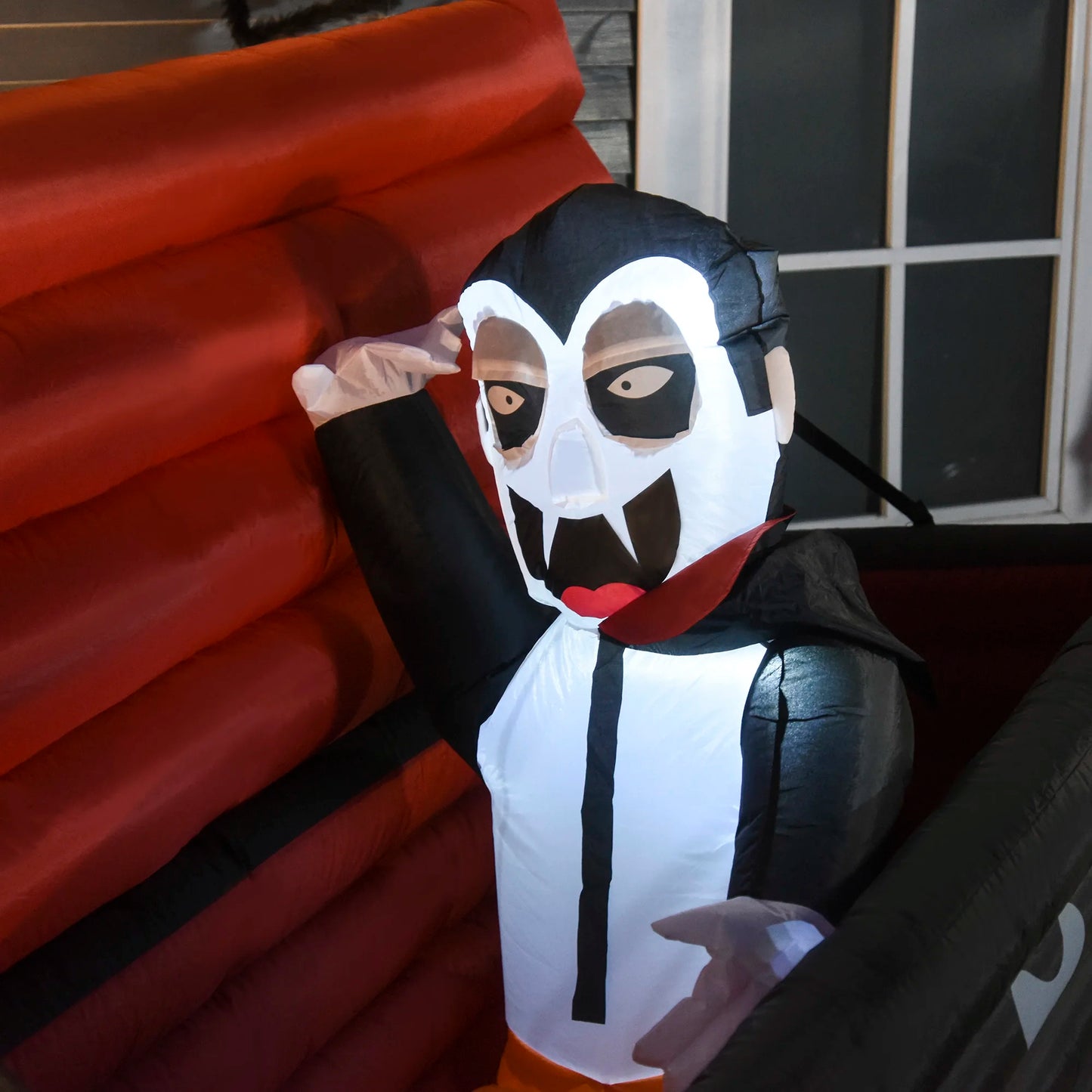 Inflatable Vampire Halloween Coffin Lighted Outdoor Yard Display