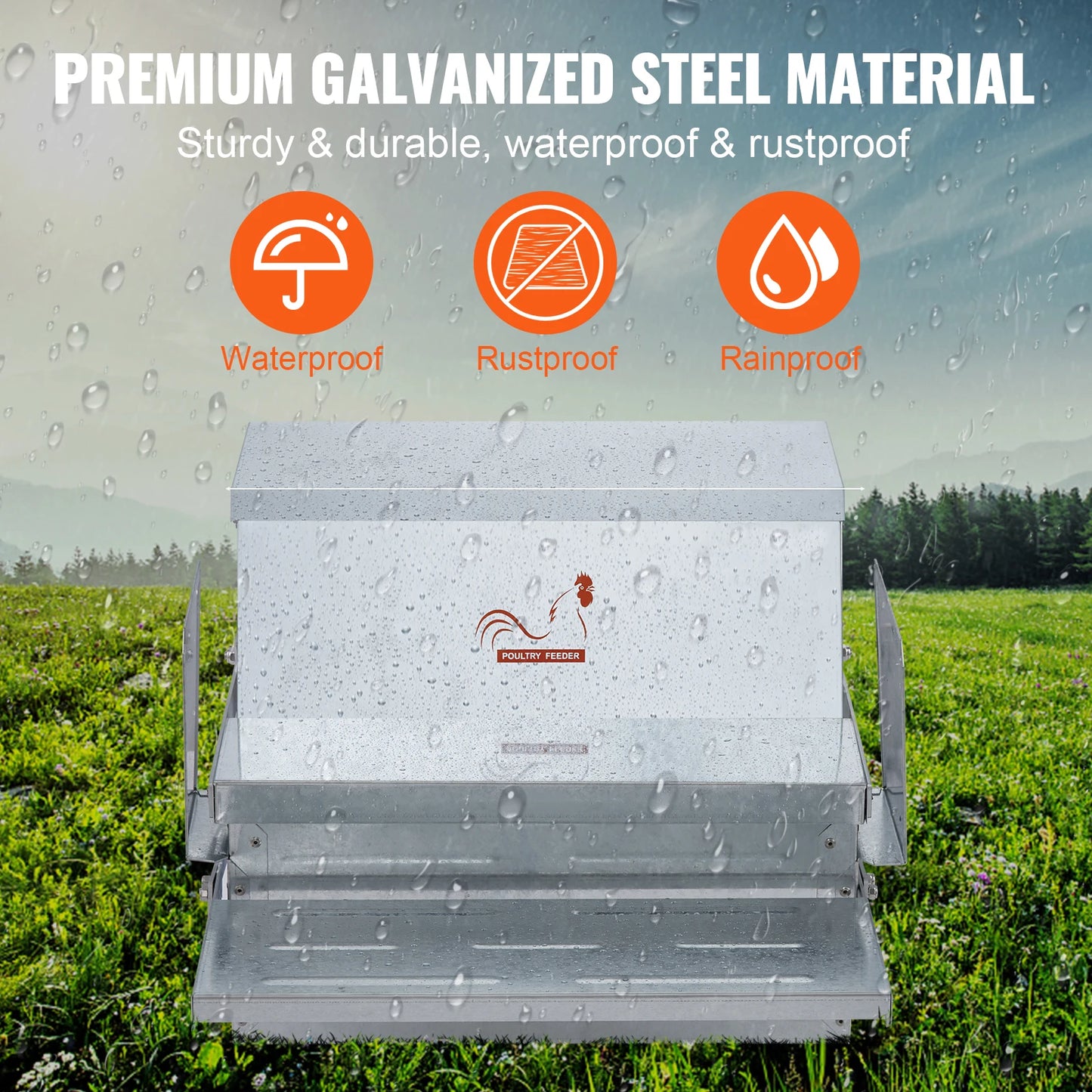 SucceBuy Automatic Galvanized Steel Chicken Poultry Feeder
