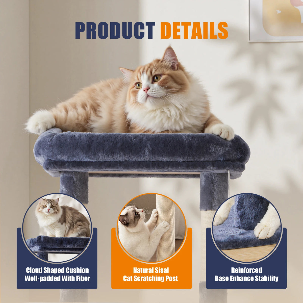 Jhk Sturdy Multi Tier Cat Tree With Sisal Scratching Posts