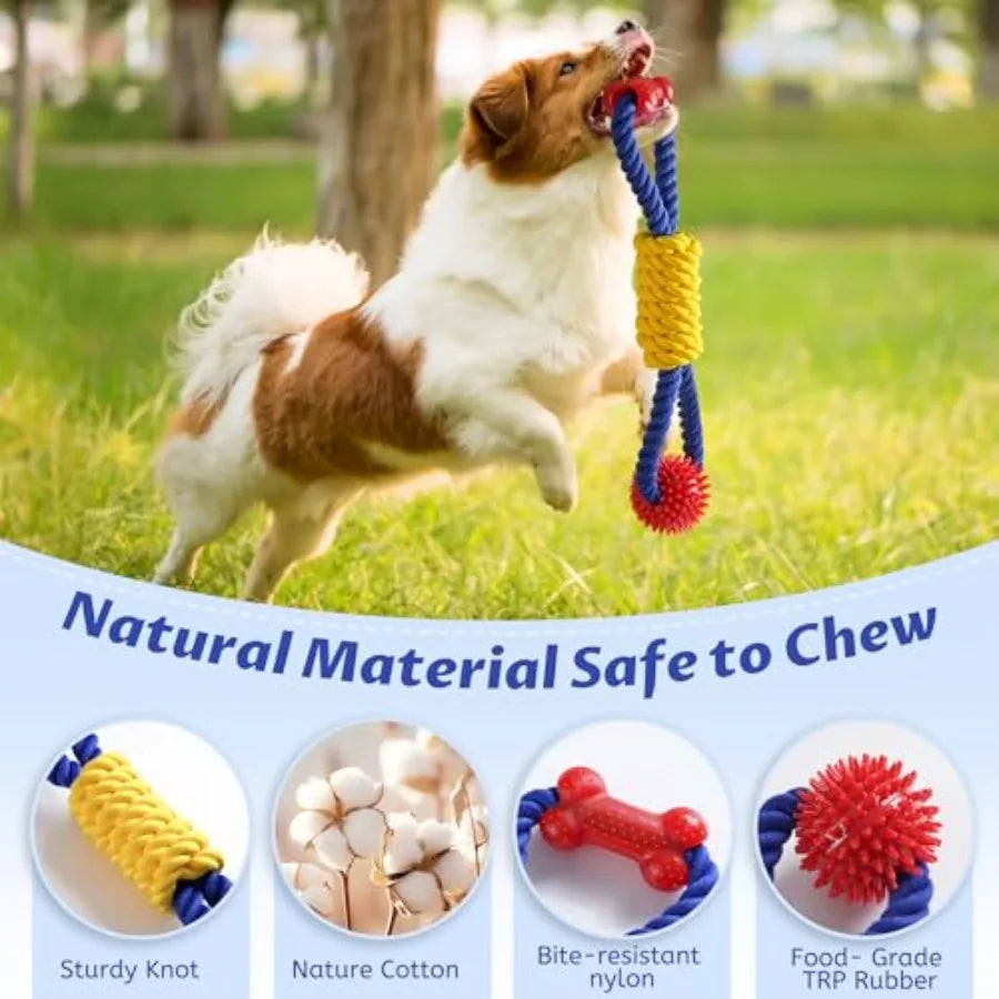 Interactive Dog Rope Tug Toys, Durable Chew Toys For Dogs