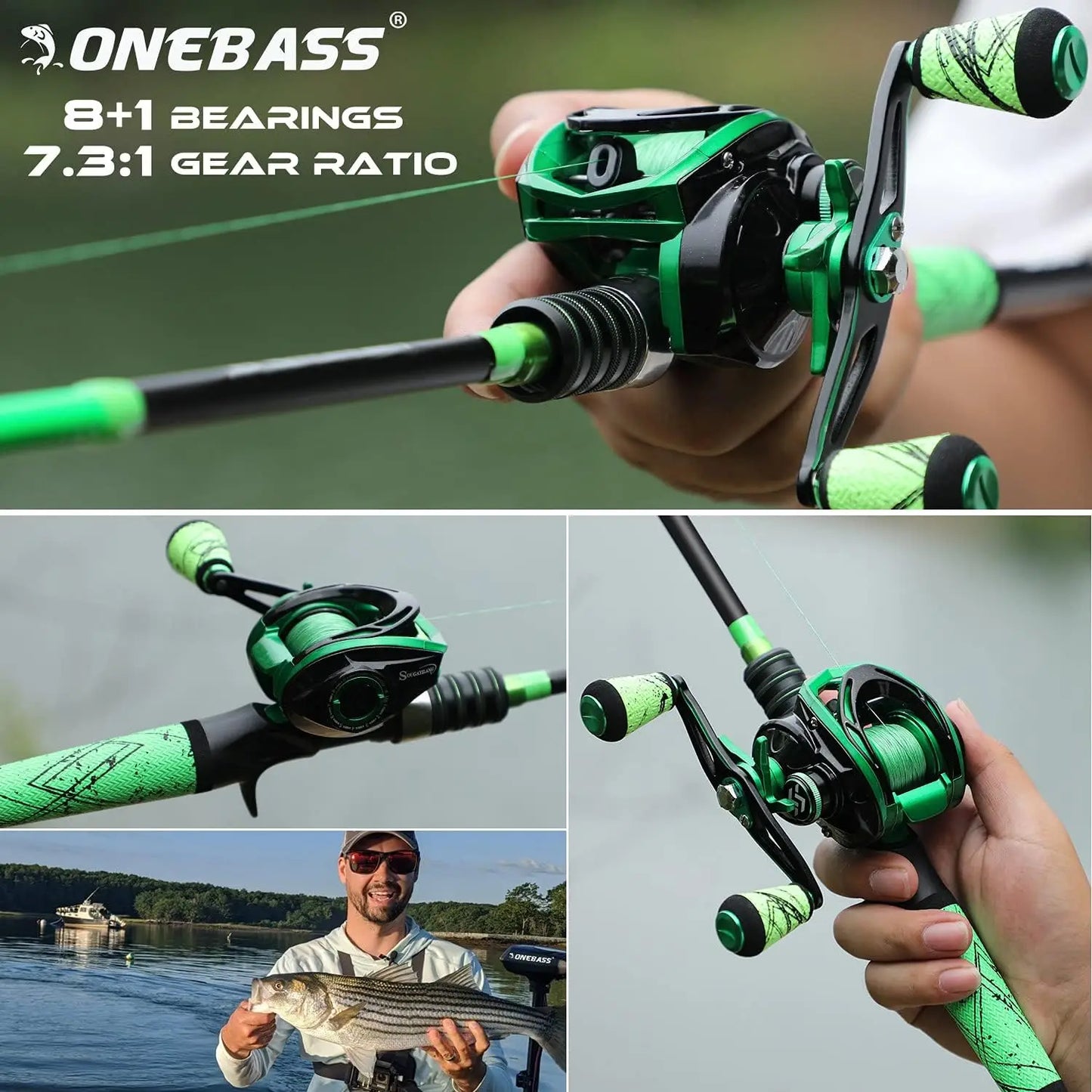 Medium Fast Carbon Fiber Baitcasting Fishing Rod And Reel Combo