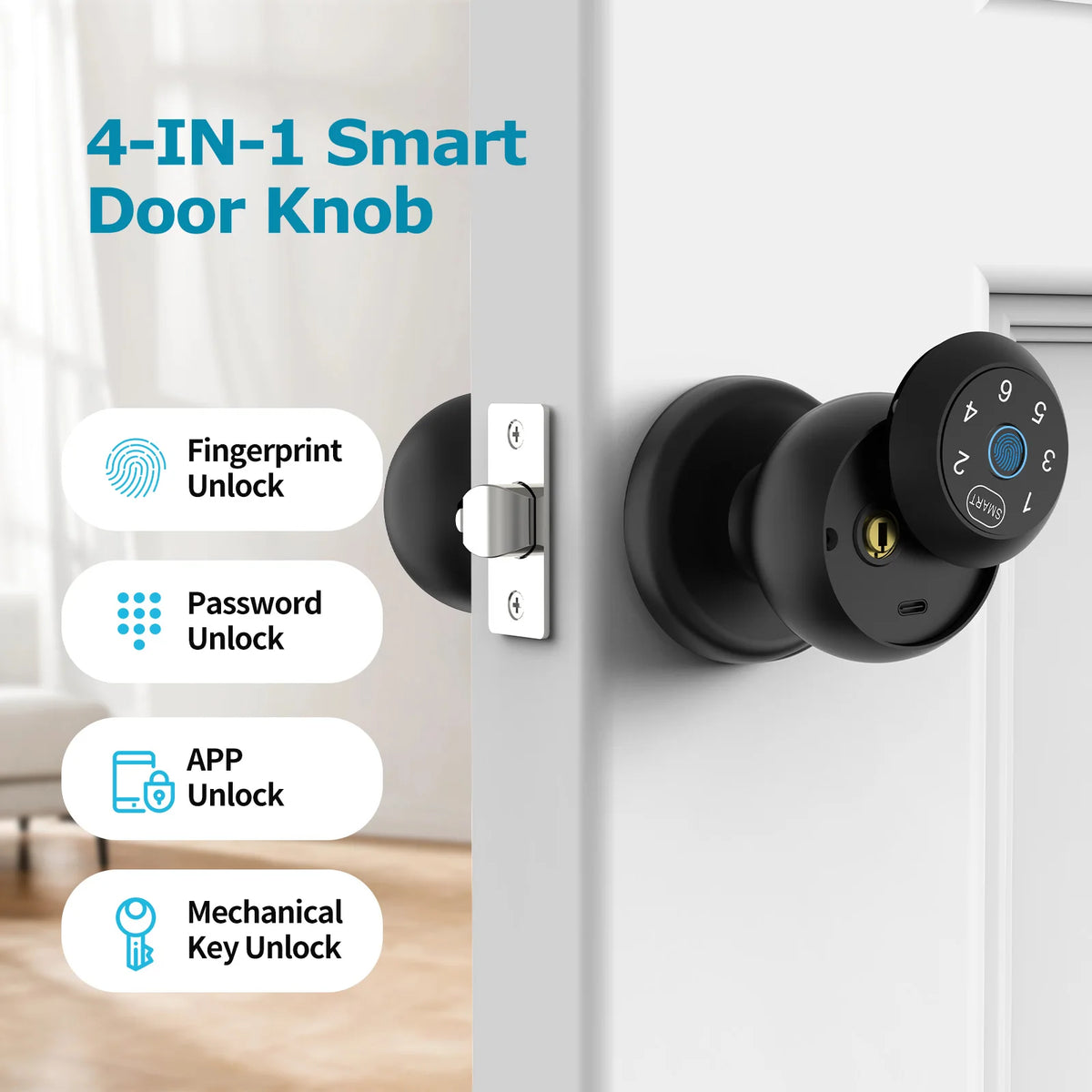 Viladepot Bluetooth Fingerprint Smart Lock With App And Emergency Power
