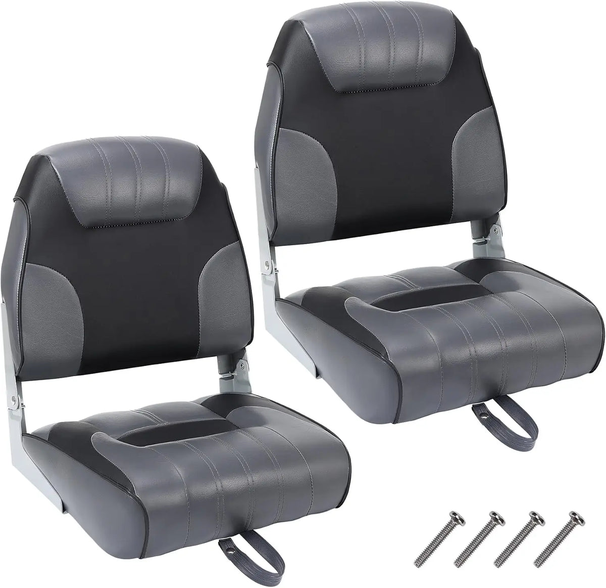 2 Pack Boat Seat, Fishing Seat, High Back, Folding, High Density Foam Cushion, With Straps, With Fixing Screws, For Sailboat, For Fishing Boat, For Yacht