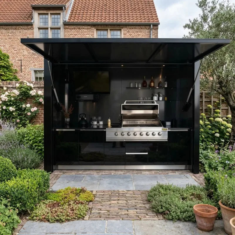 Durable 304 Stainless Steel Outdoor BBQ Kitchen Shed Set