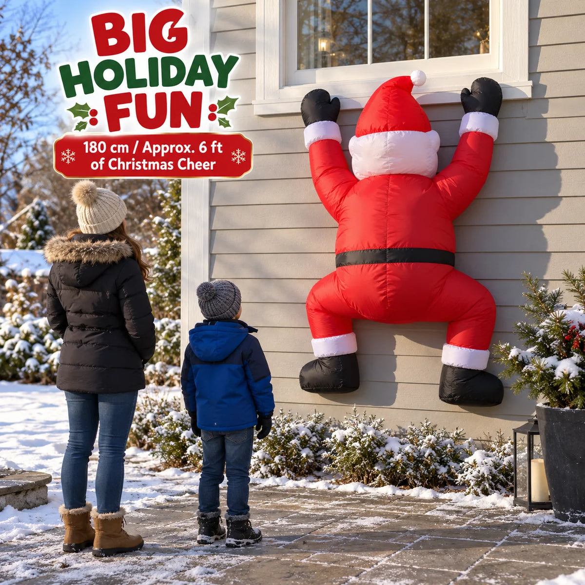 Inflatable Climbing Santa Claus Christmas Decoration with LED Lights